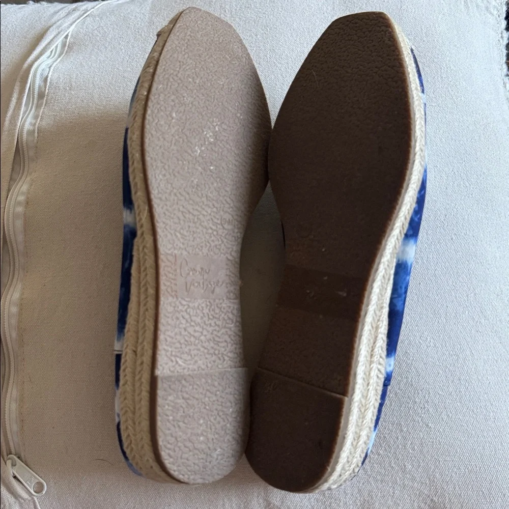 Crown Vintage Lonari Blue Tie-Dye Espadrilles slip on textile clogs shoes Sz 9.5